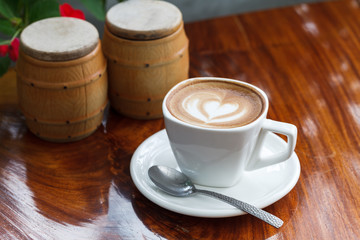 Cup of latte coffee.