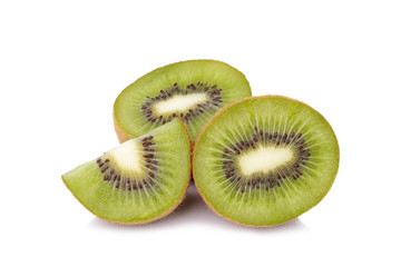 Sliced kiwi fruit isolated on white background