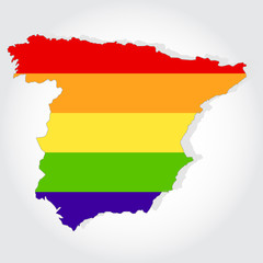 Obraz premium Rainbow flag in contour of Spain
