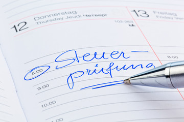 Eintrag im Kalender: Steuerprüfung