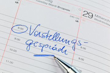 Kalendereintrag Vorstellungsgespräch