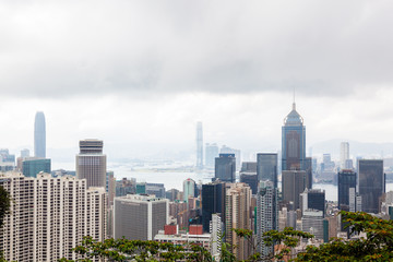 Obraz premium View of high rises from Hong Kong Park in Hong Kong, China