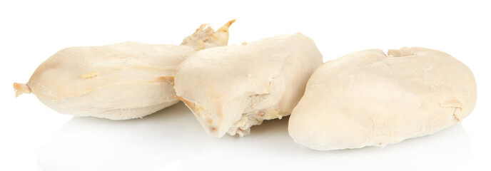 Boiled chicken breast isolated on white
