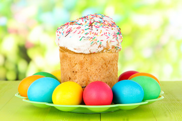Sweet Easter cakes with colorful eggs