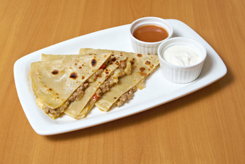 Quesadilla with chicken meat,