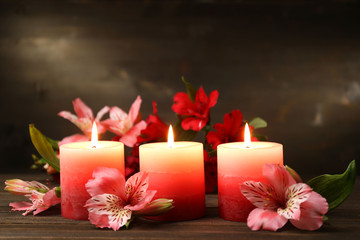 Beautiful candles with flowers