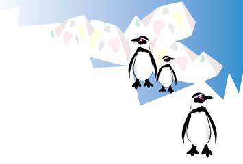 ペンギンと氷の可愛いカード