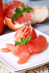 Ripe peeled grapefruits