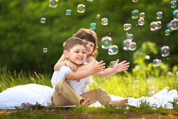 Portrait of a boy and girl in summer