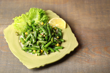 Salad with green beans and corn,