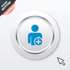 Add user sign icon. Add friend symbol.