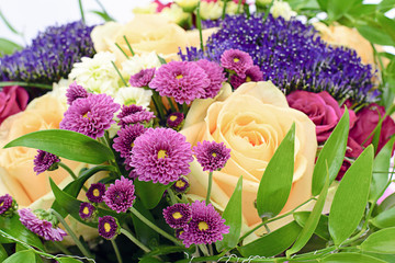 Colorful Flowers Bouquet Isolated on White Background