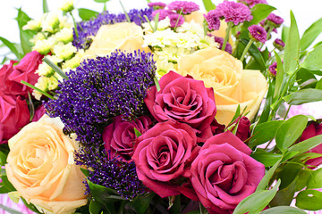 Colorful Flowers Bouquet Isolated on White Background