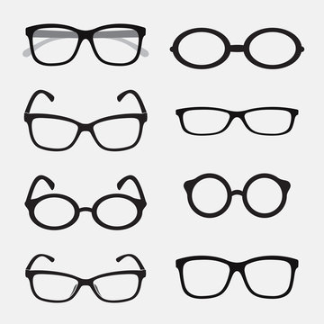 Vector group of glasses design. Easy editable layered vector illustration.