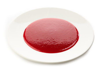 berry soup on white plate