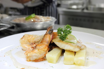 Grilled shrimp and fish