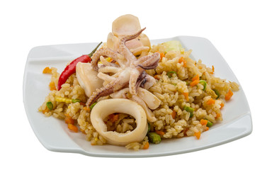 Fried rice with calamari