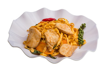 Fried noodles with chicken