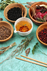 Traditional chinese herbal medicine ingredients, close-up