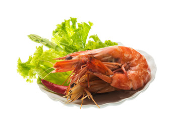 Boiled king prawns