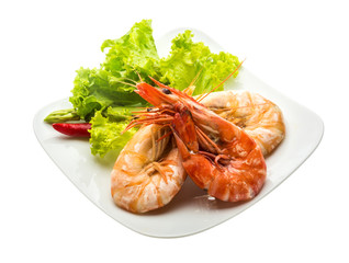 Boiled king prawns