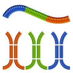 vector colored corrugated flexible tubes