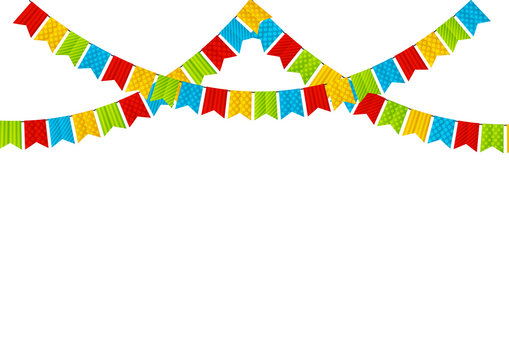 Color party flags on white background