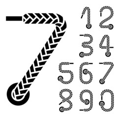 vector black shoe lace numbers - obrazy, fototapety, plakaty