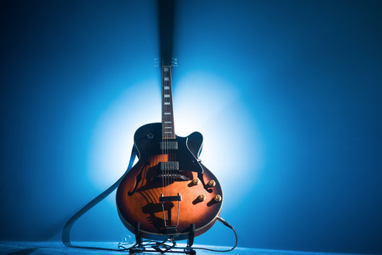 Electric guitar on a blue background