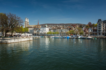 Beautiful view of Zurich and river Limmat, Switzerland