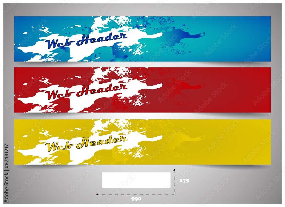 Poster web headers with precise dimension, set of vector banners