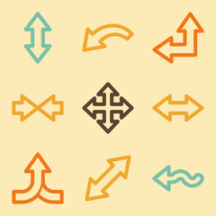Arrows web icons set in retro style