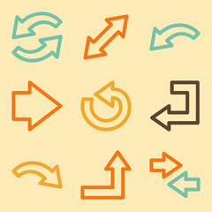 Arrows web icons set in retro style