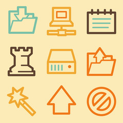 Data web icons set in retro style