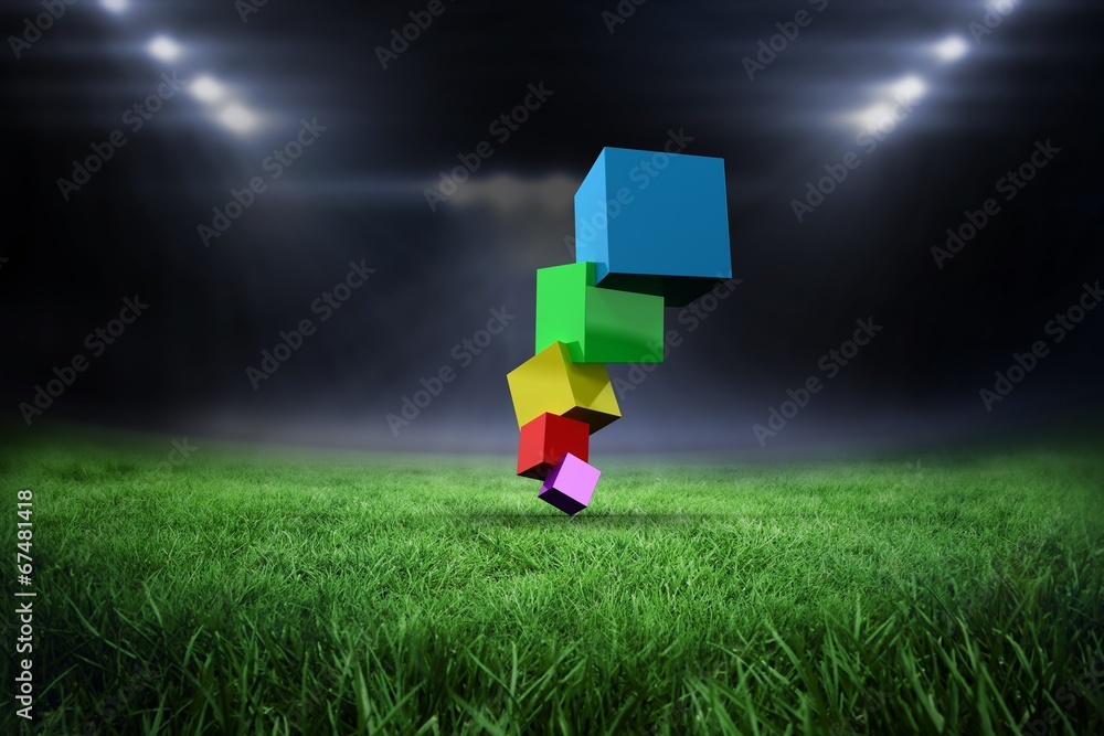 Poster composite image of pile of 3d colourful cubes