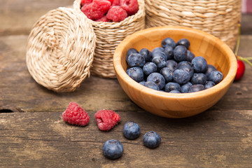 Fresh berries on a wooden table
