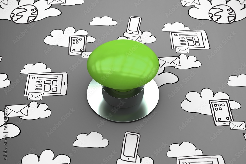 Poster Composite image of digitally generated green push button