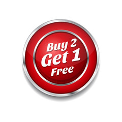 Buy 2 Get 1 Free Glossy Shiny Circular Vector Button