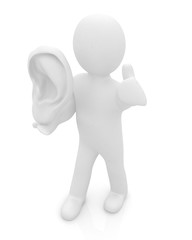 3d man with ear 3d render