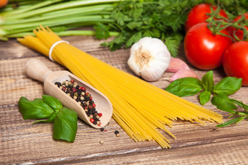 Traditional spaghetti ingredients