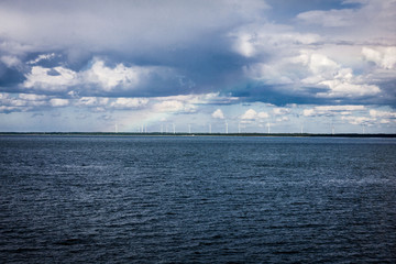 on the way to Saaremaa by ferry. View on baltic sea.