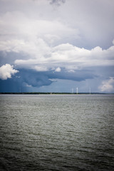 on the way to Saaremaa by ferry. View on baltic sea.