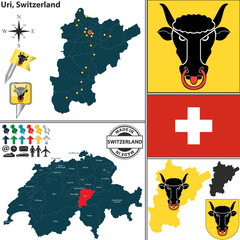 Map of Uri, Switzerland - obrazy, fototapety, plakaty