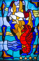 Obraz premium Multicolored stained glass church window