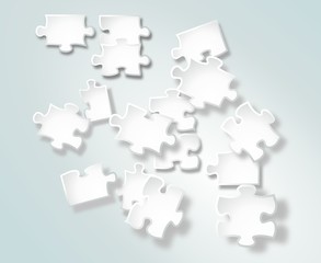 Abstract white puzzle pieces on gradient background