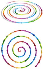 Connected colorful spiral arrows illustration