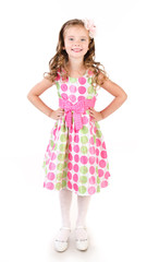 Adorable smiling little girl in princess dress isolated
