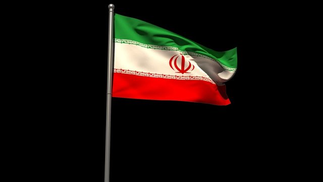 Iran national flag waving on flagpole