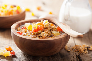 healthy granola with dry fruits for breakfast