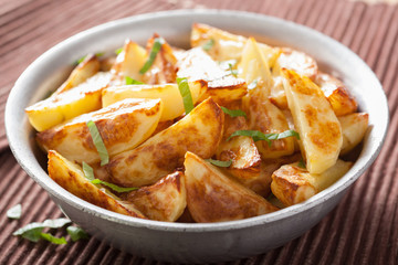 baked potato wedges in bowl